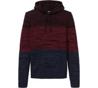 Kapuzenpullover BONPRIX, Herren, Gr. 56/58 (XL), rot (rot, blau meliert), Feinstrick, Obermaterial: 50% Baumwolle, 50% Polyacryl, colorblocking, meliert, regular fit hüftlang, Rundhals, Strickbündchen