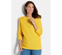 Feinstrick-Pullover aus reiner Baumwolle gelb 52