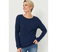 Feinstrick-Pullover mit Zopfmuster, marine melange, Größe 38, Jeans Fritz