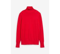 Rollkragenpullover BONPRIX "Feinstrick-Rollkragenpullover", Damen, Gr. 44/46 (L), rot (lavarot), Feinstrick, Obermaterial: 70% Baumwolle, 30% Polyamid, unifarben, schmal normal, ohne Ausschnitt, Rippb