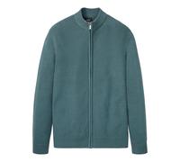 Strickjacke BONPRIX "Feinstrickjacke aus reiner Baumwolle", Herren, Gr. 48/50 (M), grün (graugrün), Obermaterial: 100% Baumwolle, regular fit, Strickjacken Strickjacke, Regular fit, Feinstrick, mit St