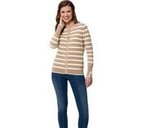 Feinstrickjacke camel-ecru-gestreift 38