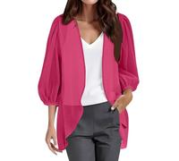 Feinstrickjacke Damen Elegant Leichte Strickjacke 3/4 Ärmel Sommer Cardigan Damen Sommer Strick-Sommerjacke Elegant Übergangsjacke Dünne Strickjacken Ohne Knöpfe Damen-Jacken Leichter Strickmantel