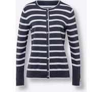 Cardigan HEINE, Damen, Gr. 44, bunt (marine, ecru, gestreift), 70% Viskose, 30% Polyamid, gemustert, gestreift, Strickjacken (53384866-44) marine, ecru, gestreift