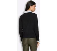 Cardigan HEINE, Damen, Gr. 36, schwarz, 50% Viskose, 28% Polyester, 22% Polyamid, Kragen:80% Baumwolle, 20% Polyester, gemustert, mehrfarbig, unifarben, Strickjacken (39722813-36) schwarz