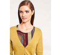 Strickjacke HEINE, Damen, Gr. 34, gelb (senfgelb), 100% Baumwolle, unifarben, Strickjacken Strickjacke (67239042-34) senfgelb