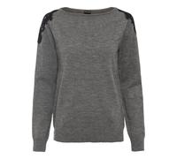 Strickpullover BONPRIX, Damen, Gr. 36/38 (S), grau (grau meliert), Obermaterial: 100% Polyacryl. Spitze: 95% Polyester, 5% Elasthan, bequem, Pullover Strickpullover, aus Polyacryl, mit Spitze aus Poly