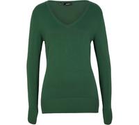 Strickpullover BONPRIX "Feinstrickpullover", Damen, Gr. 40/42 (M), grün (dunkelgrün), Strick, Obermaterial: 70% Baumwolle, 30% Polyamid, unifarben, schmal normal, V-Ausschnitt, Rippbündchen, Pullover