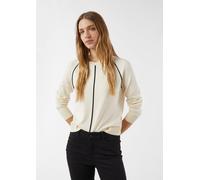 Feinstrickpullover aus Viskosemix mit Kontrastreifen beige 32