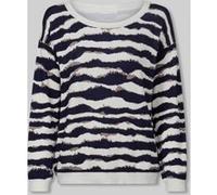 Feinstrickpullover ecru-marine-bedruckt 36/38