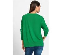 Feinstrickpullover grasgrün-altrosa-gemustert 36