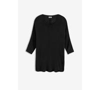 Strickpullover BONPRIX "Feinstrickpullover mit 3/4 Arm", Damen, Gr. 36/38 (S), schwarz, Obermaterial: 50% Polyacryl, 50% Viskose, oversize, Pullover Strickpullover, aus Polyacryl und Viskose, mit Rund