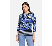 Strickpullover BETTY BARCLAY "Damen mit Blumenprint", Damen, Gr. 36, dunkelblau, blau, Strick, Obermaterial: 80% Viskose, 20% Polyamid, gerade normal, Rundhals, Pullover Strickpullover (75169063-36) d