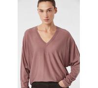 Feinstrickpullover mit Fledermausärmeln und Raffung pink M