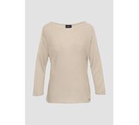 Strickpullover S.OLIVER BLACK LABEL, Damen, Gr. 38, beige (sand), Feinstrick, Obermaterial: 90% Viskose, 10% metallisierte Fasern, glänzend, casual, regular fit taillenbedeckt, U-Boot-Ausschnitt, Lang