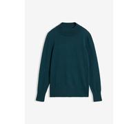 Strickpullover BONPRIX, Damen, Gr. 36/38 (S), blau (blaupetrol), Strick, Obermaterial: 60% Baumwolle, 30% Polyester, 10% Polyamid, unifarben, bequem normal, ohne Ausschnitt, Rippbündchen, Pullover Str
