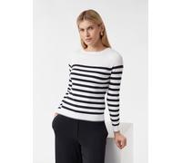Feinstrickpullover mit Ringelmuster weiß|schwarz 32