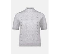 Kurzarmshirt BETTY BARCLAY "Damen Feinstrickpullover mit Stehkragen", Damen, Gr. 48, silber (light silber melange), Strick, Obermaterial: 50% Viskose, 27% Polyamid, 23% Polyester., figurumspielend nor