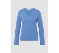 s.Oliver Feinstrickpullover mit V-Ausschnitt und Rollkante am Saum Royalblau 38