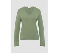 Feinstrickpullover mit V-Ausschnitt und Rollkante am Saum 40 grün 2169762.7369.40