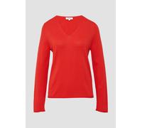 Feinstrickpullover mit V-Ausschnitt und Rollkante am Saum 40 rot 2169762.3090.40