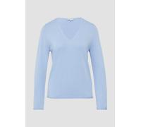 Feinstrickpullover mit V-Ausschnitt und Rollkante am Saum 42 blau 2169762.5083.42