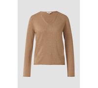 Feinstrickpullover mit V-Ausschnitt und Rollkante am Saum 44 braun 2178910.83W0.44