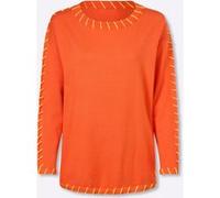 Rundhalspullover HEINE "Pullover", Damen, Gr. 40, orange, 50% Viskose, 28% Polyester, 22% Polyamid, gemustert, mehrfarbig, unifarben, Pullover Rundhalspullover (65548223-40) orange