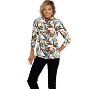 Feinstrickpullover schoko-ecru-bedruckt 48 Polyester, Elasthan