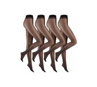 Camano Damen Strumpfhose 4er Vorteilspack 20 DEN Bequeme und Reißfeste Feinstrumpfhose mit Weicher Flachnaht Perfektem Sitz und Komfortbund 4er Pack 40/42 black