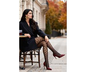 Feinstrumpfhose CAMANO, Damen, Gr. M, schwarz (hot fudge), Obermaterial: 95% Polyamid, 5% Elasthan, Strumpfhosen Feinstrumpfhose, mit Leoparden-Muster (92481308-M) hot fudge