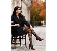 Feinstrumpfhose CAMANO, Damen, Gr. S, schwarz (hot fudge), Obermaterial: 95% Polyamid, 5% Elasthan, Strumpfhosen Feinstrumpfhose, mit Leoparden-Muster (92481308-S) hot fudge