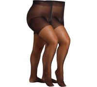 Camano Damen Strumpfhose 20 DEN Curvy große Größen 2er Pack reißfest seidenmatt extra breiter Komfortbund druckfrei 3D ringelfrei verstärkter Fuß 2er Pack 60/62 black