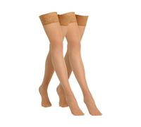 Feinstrumpfhose CAMANO "Halterlose Strümpfe 2er Pack", Damen, Gr. S, rosa (powder), 70% Polyamid, 30% Elasthan, Strumpfhosen Feinstrumpfhose (18469826-S) powder
