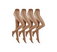 Camano Damen Strumpfhose 4er-Pack mit verstärkter Ferse nature, 40-42