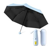 Feirdhoo Taschenschirm Mini,6 Rippen Mini Regenschirm mit Aufbewahrungsbox,UV-Schutz Wind und Regenfest,Tragbarer Reiseschirm Ausziehbarem Griff,Geeignet für Erwachsene und Kinder