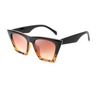 FEISEDY Cat Eye Sonnenbrille Damen Groß Vintage Katzenaugen Mode Brille Square Cateye mit UV400 Schutz B2473, Schwarzer Leopard Rahmen & Braune Linse