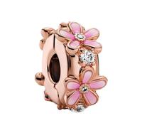 Feitery ROSE Clip Stopper Gänseblümchen Charms Kompatibilität für Pandora Armband Valentinstag Bead Charm für Damen