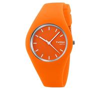 FeiWen Damen und Mädchen Fashion Casual Analog Quartz Uhren 12 Farben Kautschuk Wählscheiben mit Band Minimalismus Dress Armbanduhren, Orange