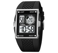FeiWen Herrenuhr Damenuhr LED Digital Sport Uhren Stoppuhr Alarm Doppelte Zeit Outdoor Militär Armbanduhren (Silberweiß)