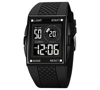 FeiWen Herrenuhr Damenuhr LED Digital Sport Uhren Stoppuhr Alarm Doppelte Zeit Outdoor Militär Armbanduhren (Schwarz)