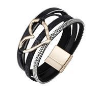 Feizikaw Armkette Damen An meine Tochter Herz Armband Bohemian Layer Armband Lederarmbänder für Frauen Männer Weihnachten Geburtstagsgeschenk Farbe Seil gewebtes (Black, One Size)