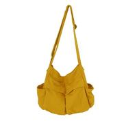 Feizikaw Damen Handtasche Canvas-Umhängetasche für Damen, große Kapazität, Umhängetasche, lässiger Boho-Stil, für den täglichen Arbeitsweg, langlebig, modisch (Yellow, 35 * 14CM)