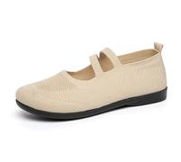 Feizikaw Damen Retro Sneakers Lässige Slipper mit atmungsaktivem Mesh-Obermaterial, modische Sommerschuhe in Unifarben, Bequeme Flache Loafer (Beige, 41)