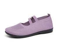 Feizikaw Damen Retro Sneakers Lässige Slipper mit atmungsaktivem Mesh-Obermaterial, modische Sommerschuhe in Unifarben, Bequeme Flache Loafer (Purple, 43)