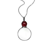 Feizikaw Damen Schmuck Festliche Lupen-Persönlichkeits-Halskette Klassischer Lupen-Anhänger (Red,One Size)