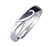 Feizikaw Doppelring Ringe Ring Ein Paar Silber Männer Frauen Leichter Luxus Senior Sense Design Liebespaar Ring (A,One Size)