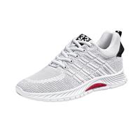 Feizikaw Herren Low-Top Sneaker Paar Herrenschuhe mit Erhöhung,lässige Mesh-Sneaker,leichte,atmungsaktive Sportschuhe zum Schnüren mit verstecktem Hebeabsatz für Männer,cm (White,43)