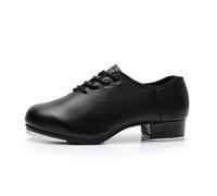 Feizikaw Herren Low-Top Sneaker Steppschuhe mit Schnürung PU- mit geteilter Sohle,Tanzschuhe für Damen Herren (Black,38)