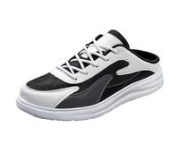 Feizikaw Herren Schnürstiefeletten Paar Mesh-Schuhe One Foot Lazy No Heel Halb Hausschuhe Casual Sportschuhe (White,43)